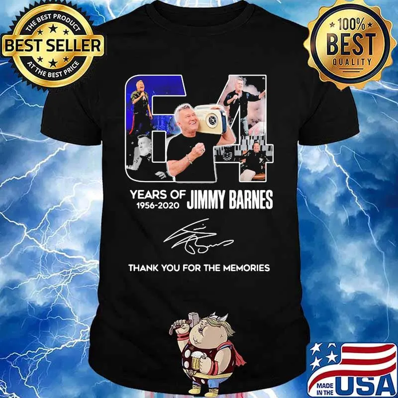 64 years of 1956 2020 jimmy barnes thank you for the memories signatures shirt