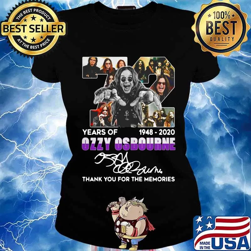 72 years of 1948 2020 ozzy osbourne thank you for the memories signature s Ladies tee