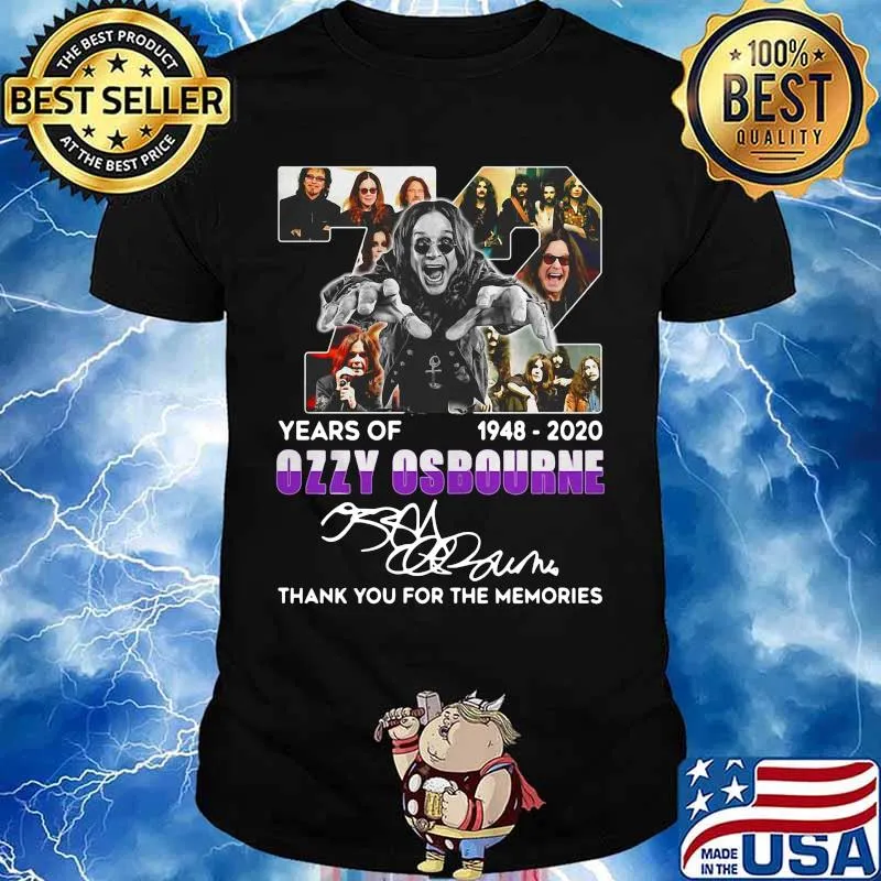 72 years of 1948 2020 ozzy osbourne thank you for the memories signature shirt