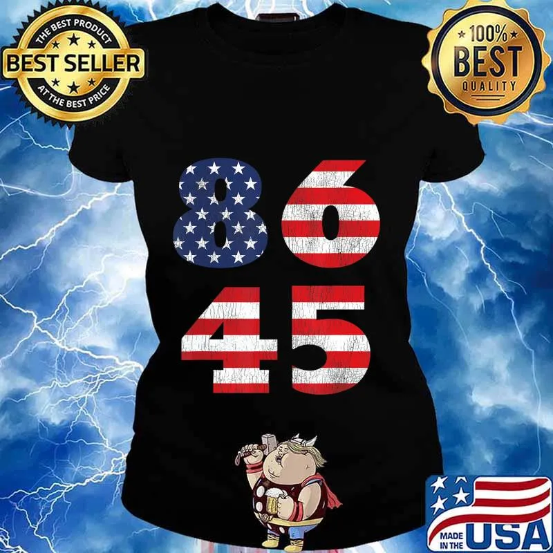 8645 Vintage Weathered American Flag 2020 Anti Trump Biden T-Shirt Ladies tee