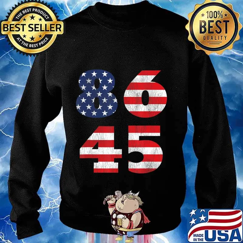 8645 Vintage Weathered American Flag 2020 Anti Trump Biden T-Shirt Sweater