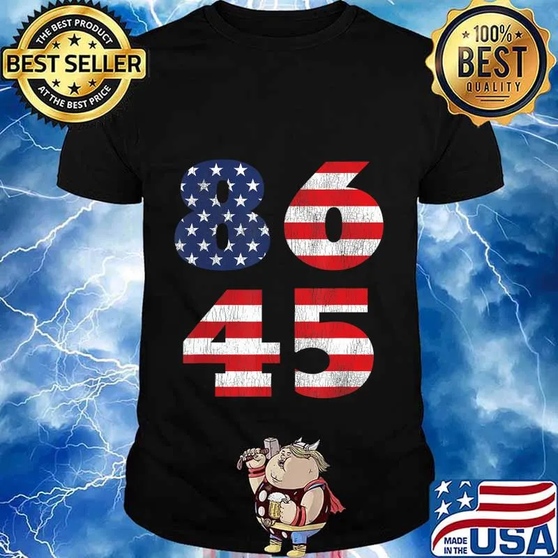 8645 Vintage Weathered American Flag 2020 Anti Trump Biden T-Shirt
