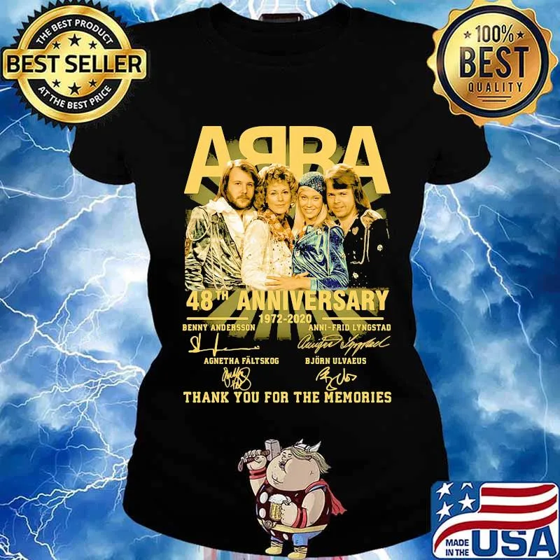 Abba 48th anniversary 1972 2020 thank you for the memories signatures s Ladies tee