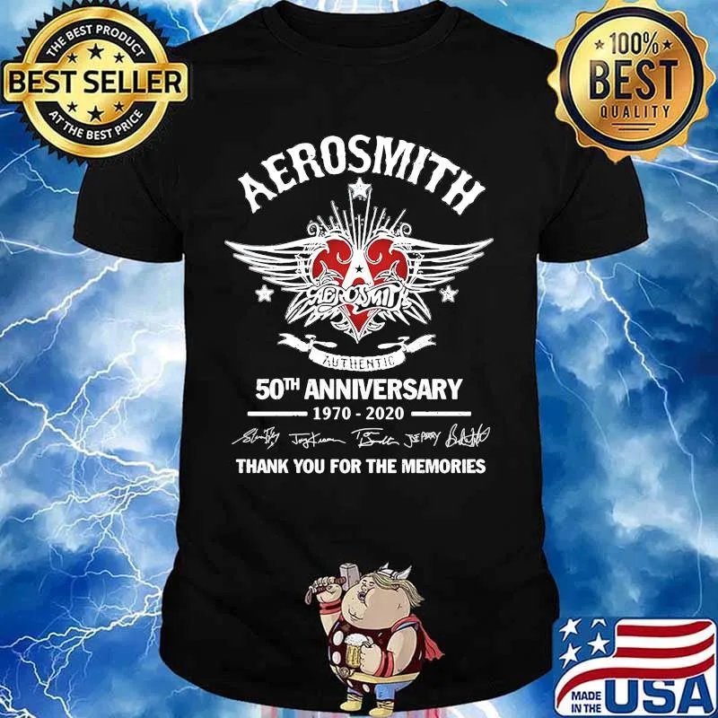 Aerosmith authentic 50th anniversary 1970-2020 signature thank you for the memories shirt