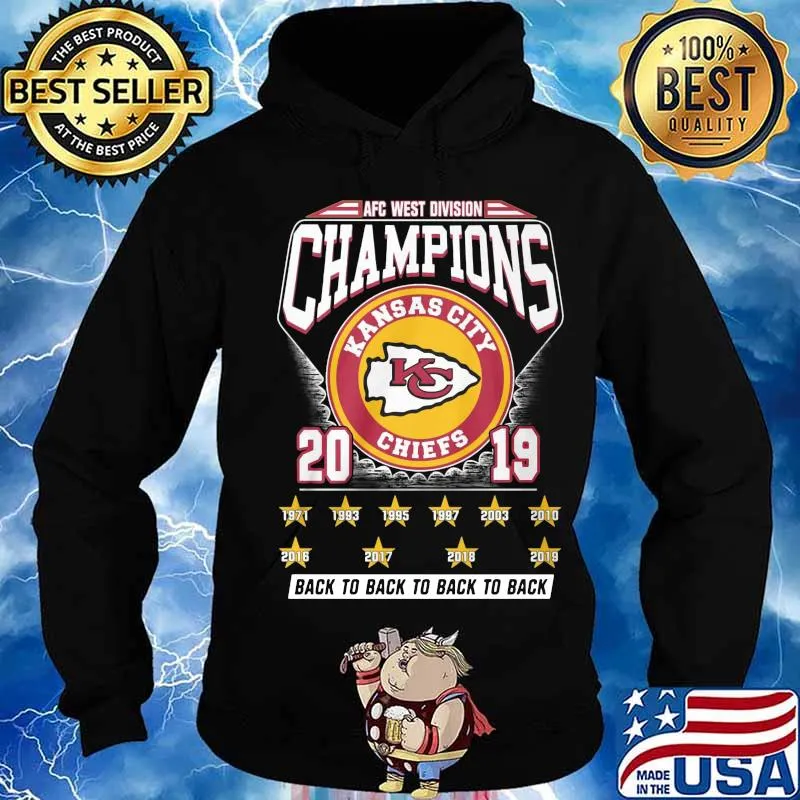 Afc west division champions kansas city chiefs 2019 back to back to back s Hoodie