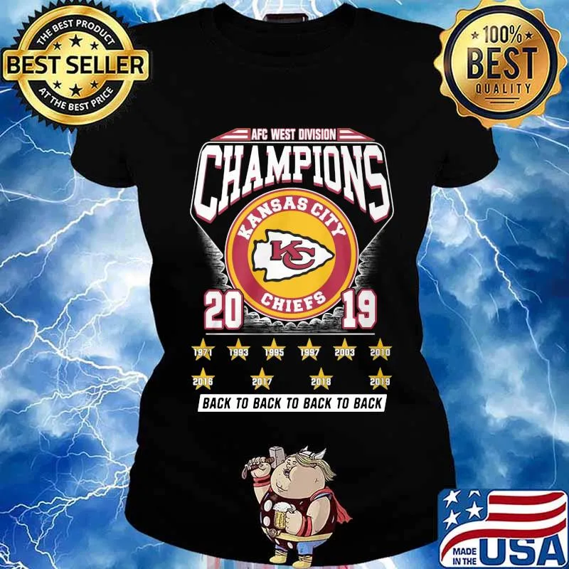 Afc west division champions kansas city chiefs 2019 back to back to back s Ladies tee