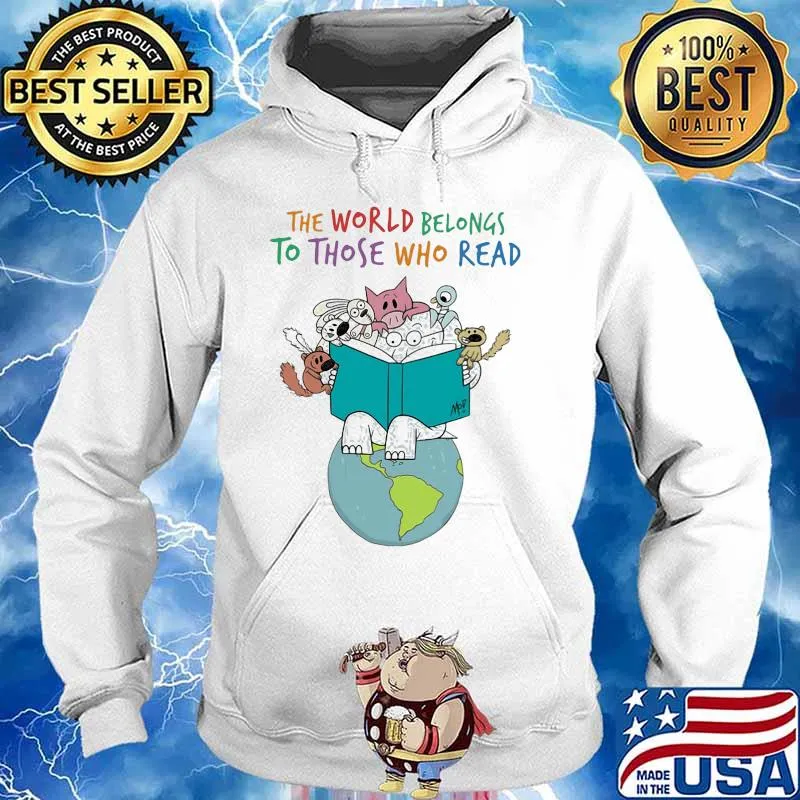 Animals reading book the world belongs to those who read s Hoodie