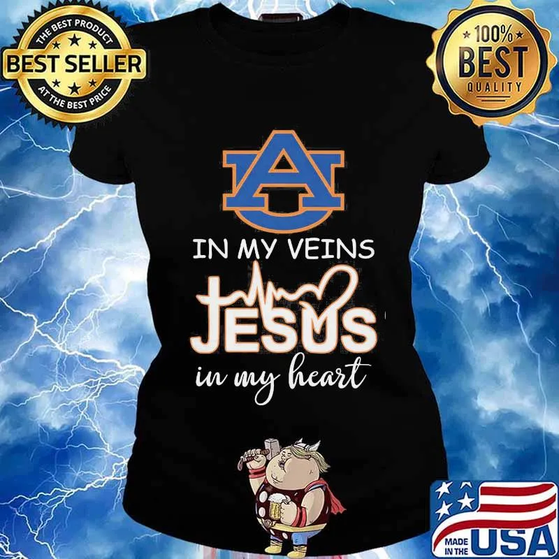 Auburn tigers in my veins jesus in my heart s Ladies tee