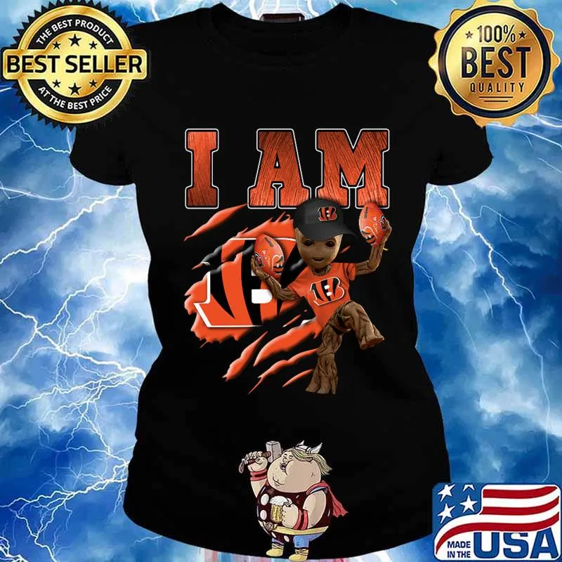 Baby groot i am cincinnati bengals football s Ladies tee