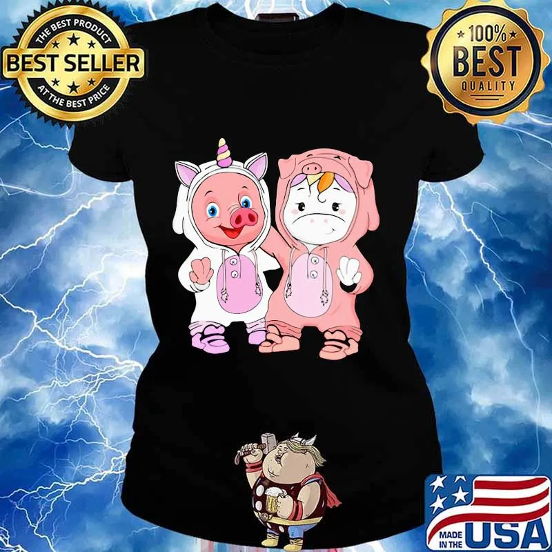 Baby Pig and Baby Unicorn best friends s Ladies tee