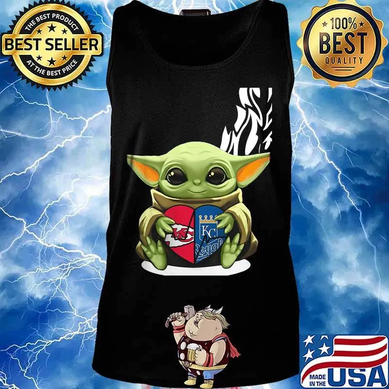 Baby yoda hug heart kansas city chiefs and kansas city royals s Tank top