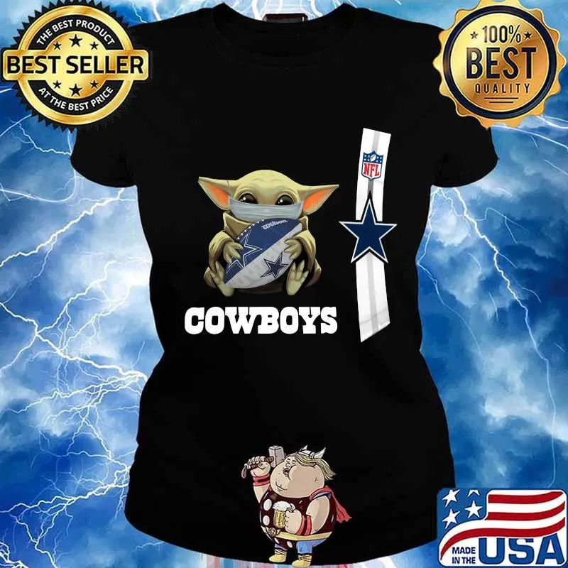 Baby yoda mask hug dallas cowboys nfl s Ladies tee