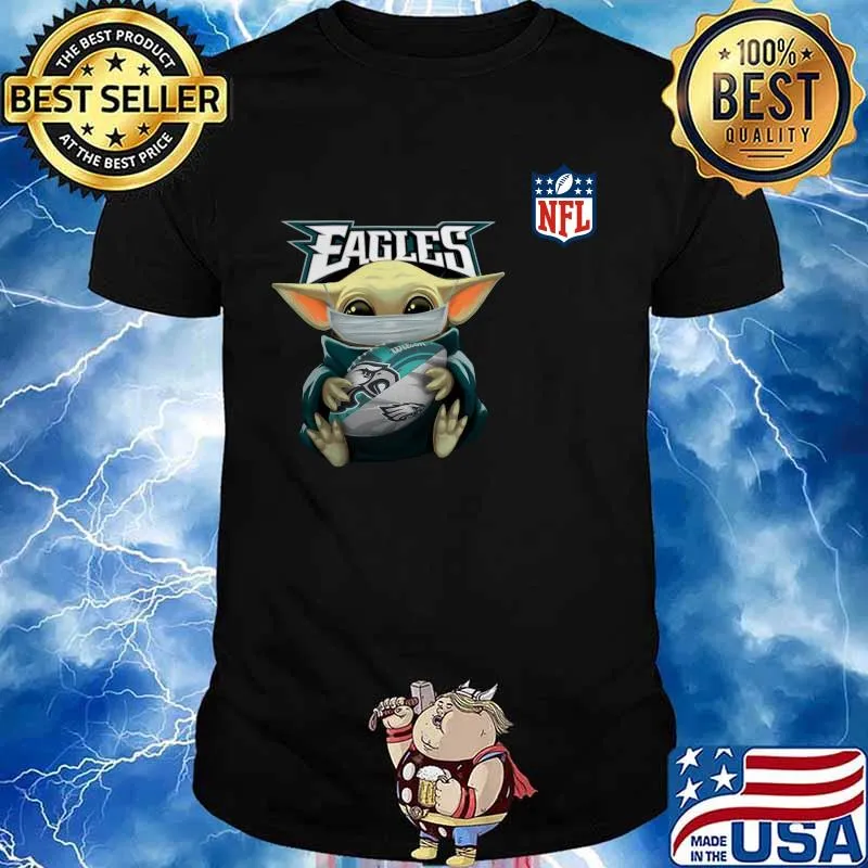 Baby yoda mask hug philadelphia eagles nfl shirt