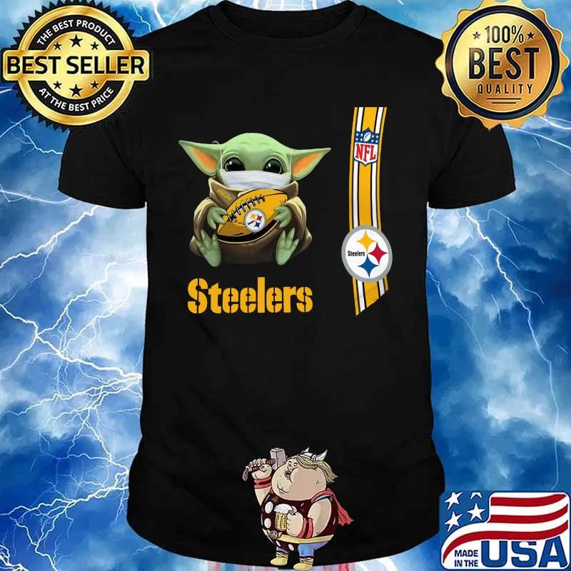 Baby yoda mask hug pittsburgh steelers nfl shirt