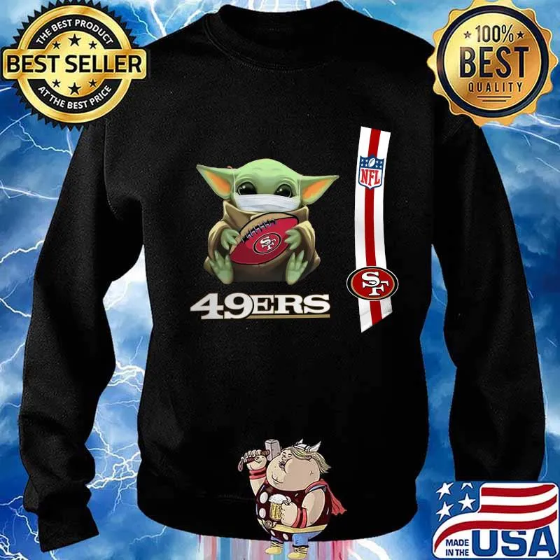 Baby yoda mask hug san francisco 49ers nfl s Sweater