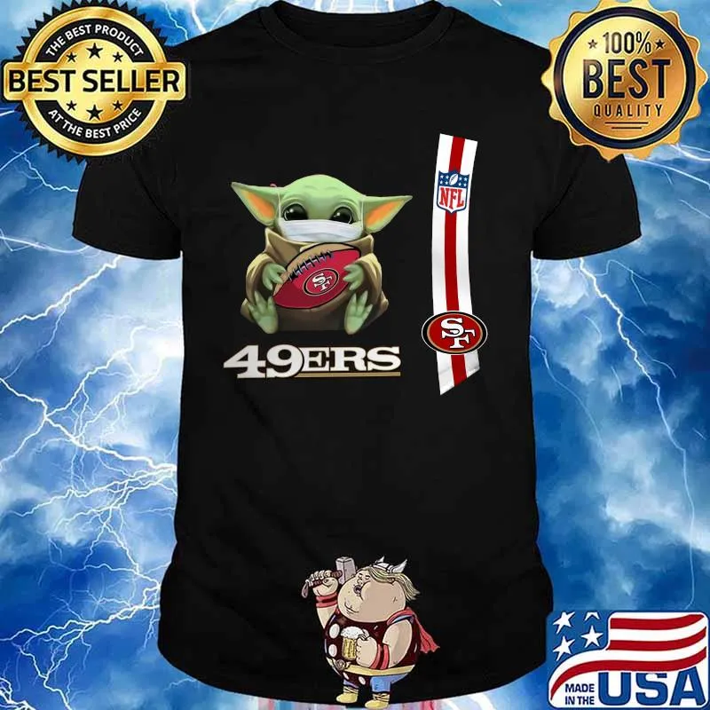 Baby yoda mask hug san francisco 49ers nfl shirt
