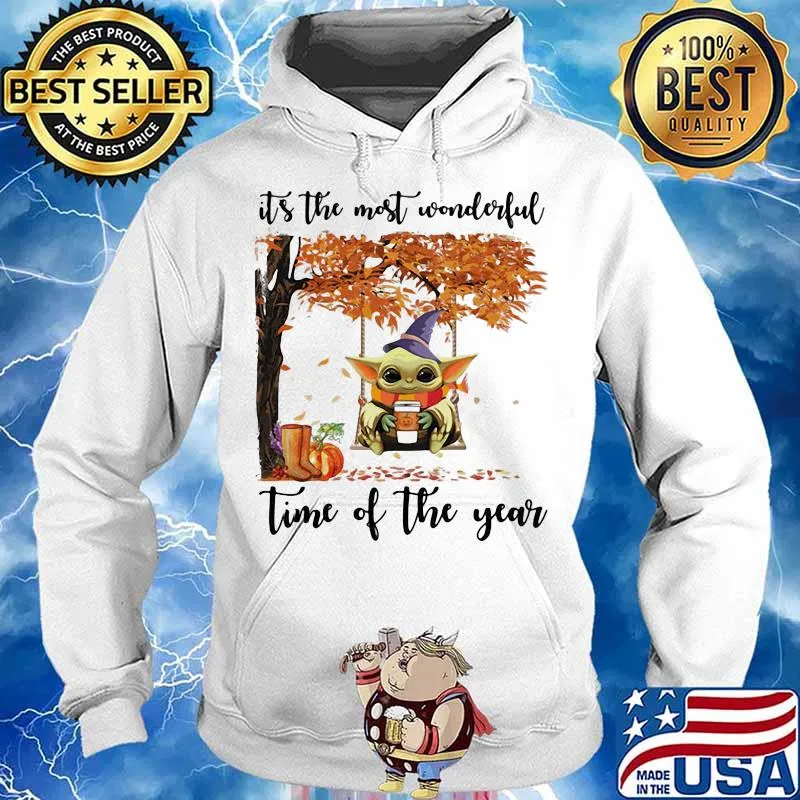 Baby yoda witch it's the most wonderful time of the year leaves tree s Hoodie