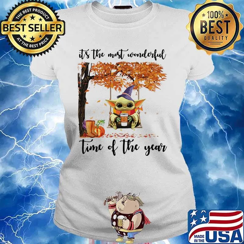 Baby yoda witch it's the most wonderful time of the year leaves tree s Ladies tee