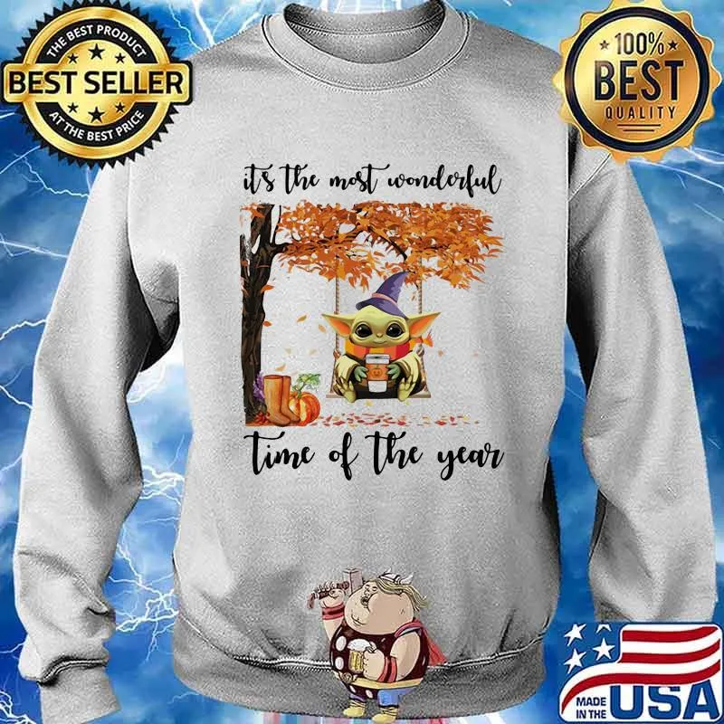 Baby yoda witch it's the most wonderful time of the year leaves tree s Sweater