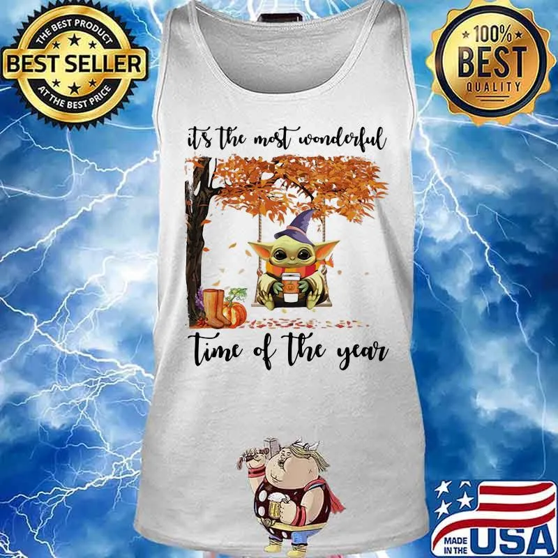 Baby yoda witch it's the most wonderful time of the year leaves tree s Tank top