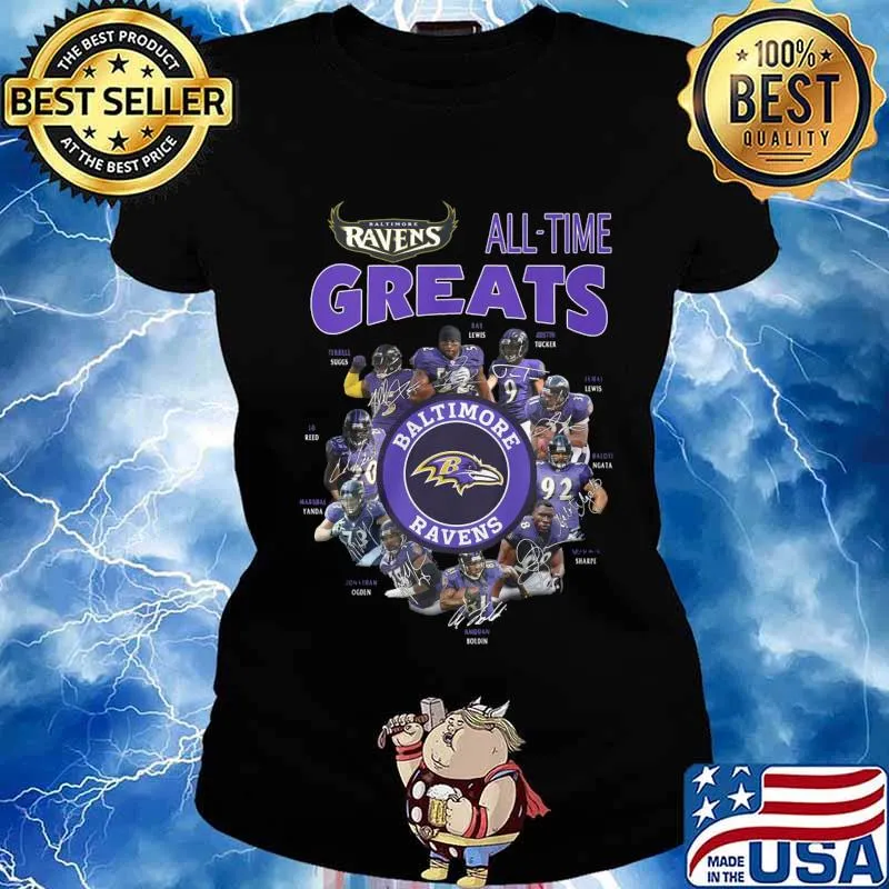 Baltimore ravens all time great signatures s Ladies tee