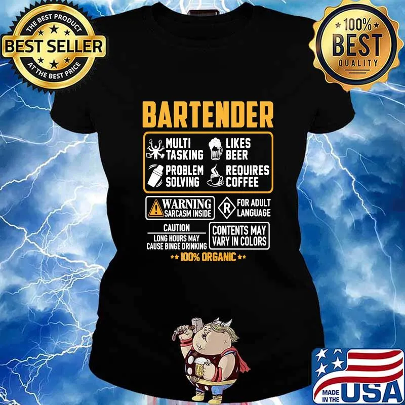 Bartender multi tasking likes beer problem solving requires coffee warning sarcasm inside for adult language 100% organic s Ladies tee