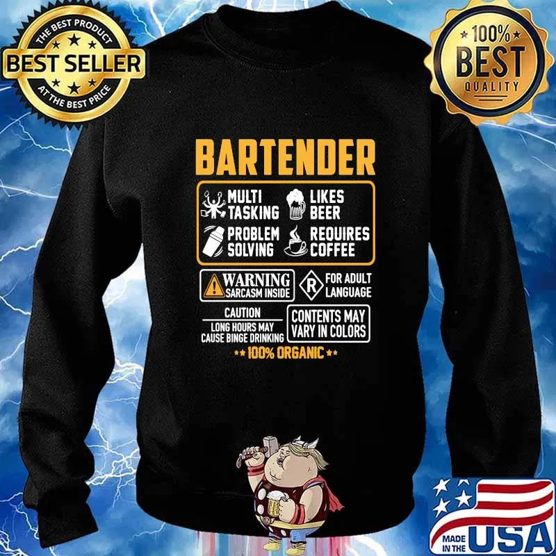 Bartender multi tasking likes beer problem solving requires coffee warning sarcasm inside for adult language 100% organic s Sweater