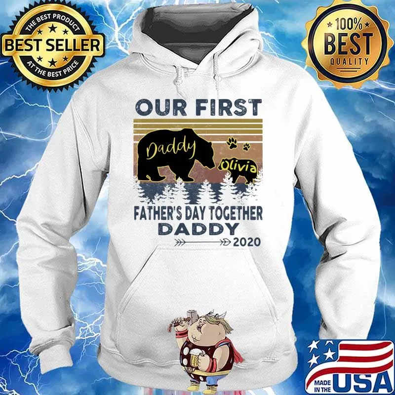 Bear our first father's day together daddy 2020 vintage retro s Hoodie