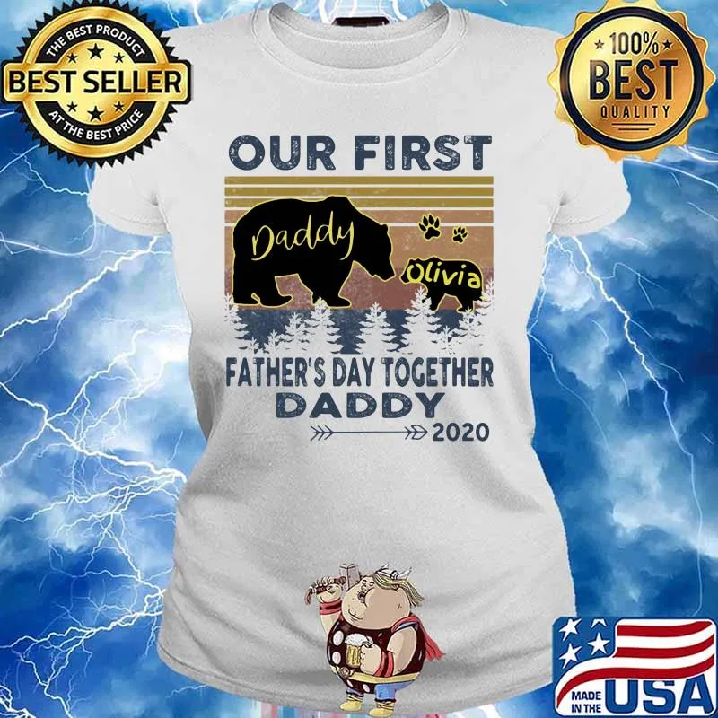 Bear our first father's day together daddy 2020 vintage retro s Ladies tee