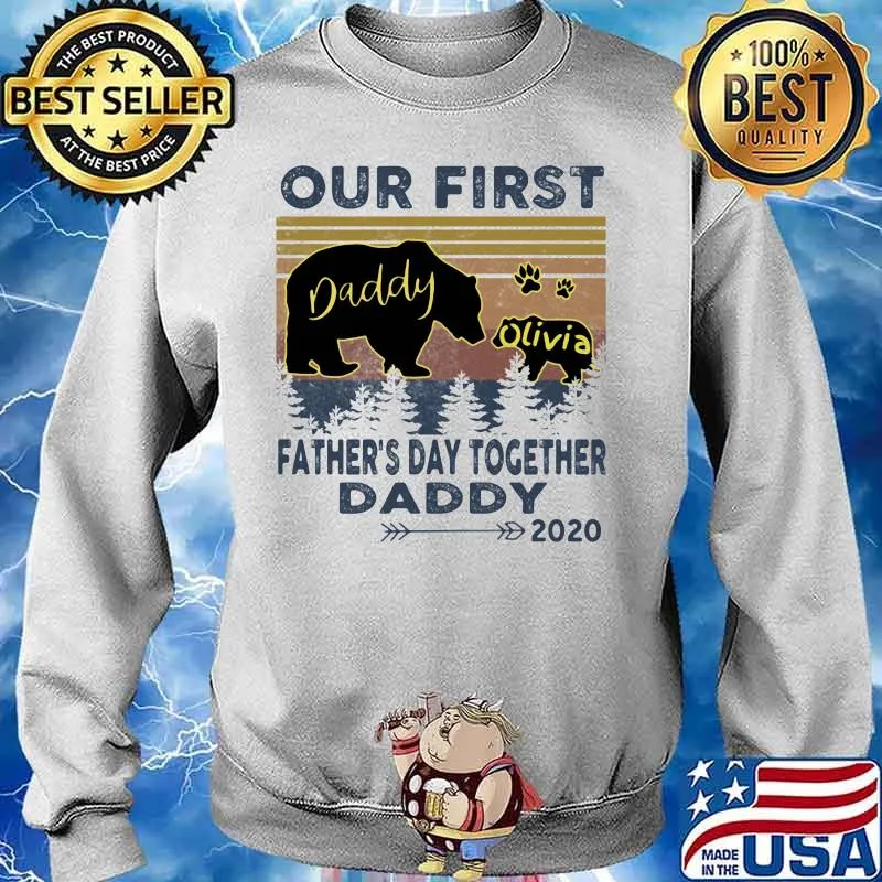 Bear our first father's day together daddy 2020 vintage retro s Sweater