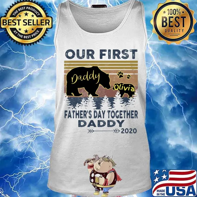 Bear our first father's day together daddy 2020 vintage retro s Tank top