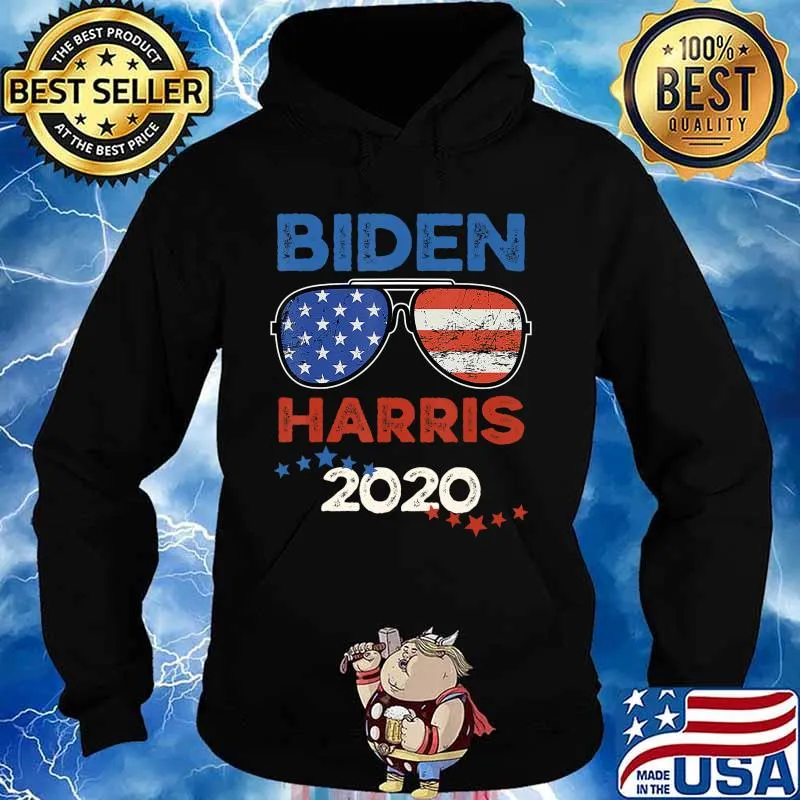 Biden Harris 2020 American Flag Sunglasses Vintage Style T-Shirt Hoodie