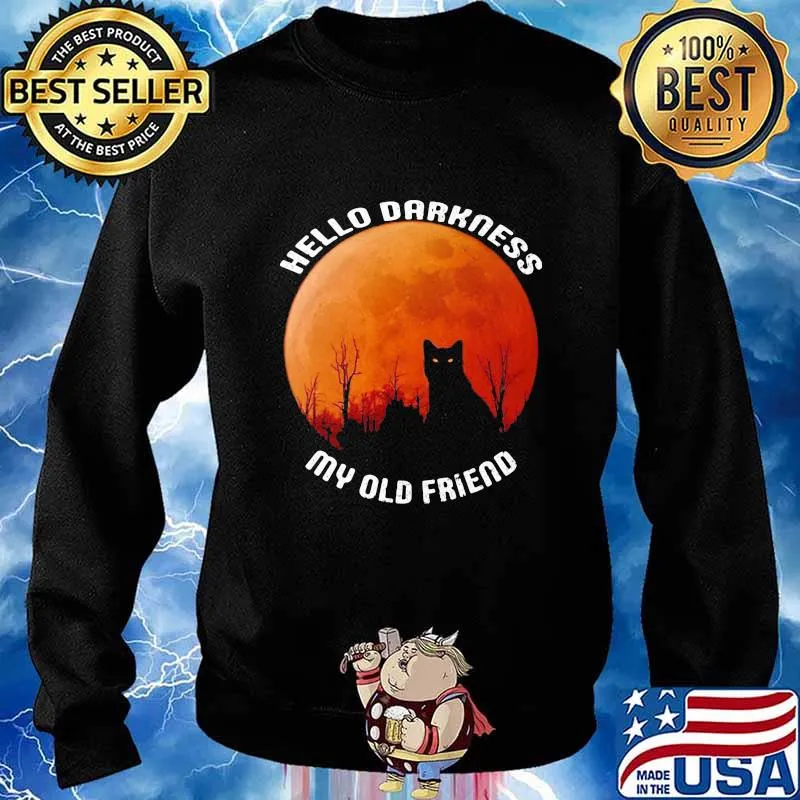 Black Cat Hello darkness my old friend sunset s Sweater
