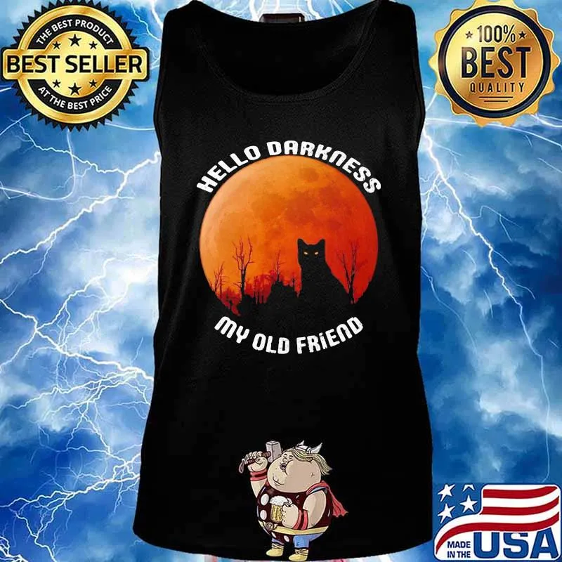Black Cat Hello darkness my old friend sunset s Tank top