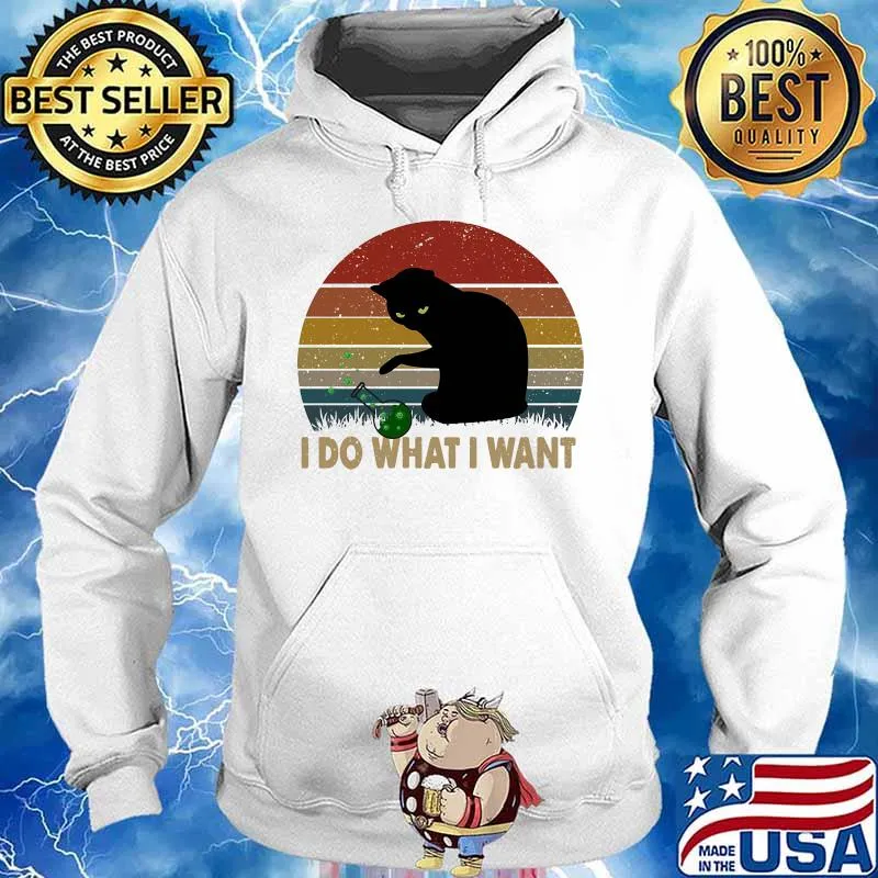 Black cat i do what i want vintage retro s Hoodie