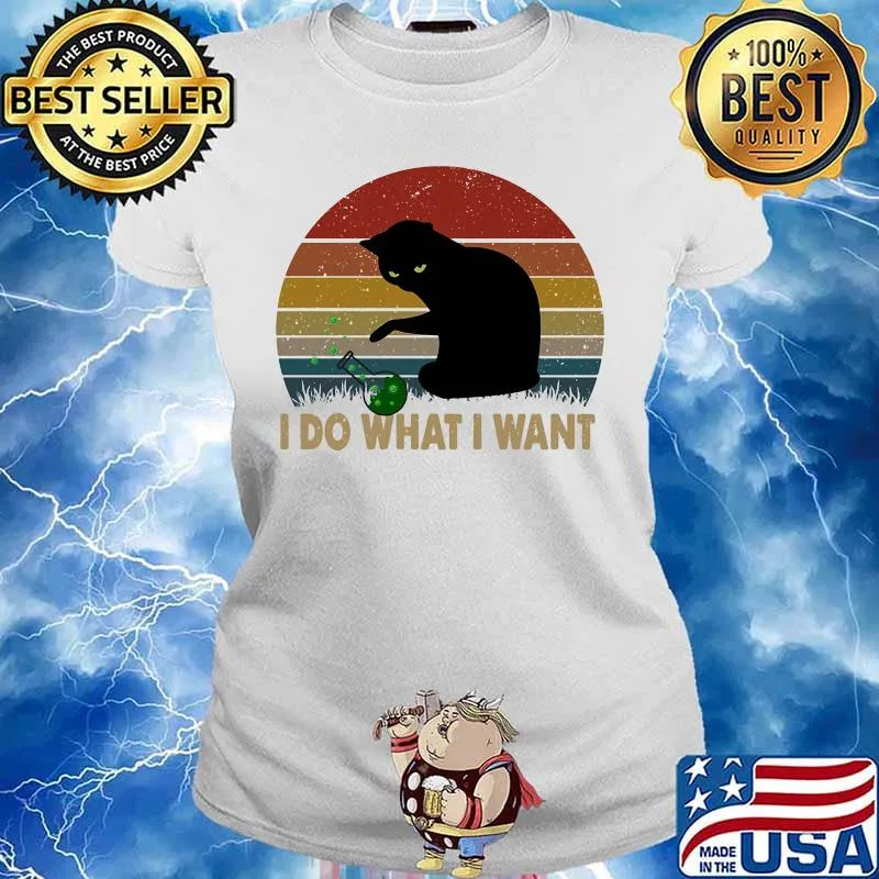 Black cat i do what i want vintage retro s Ladies tee