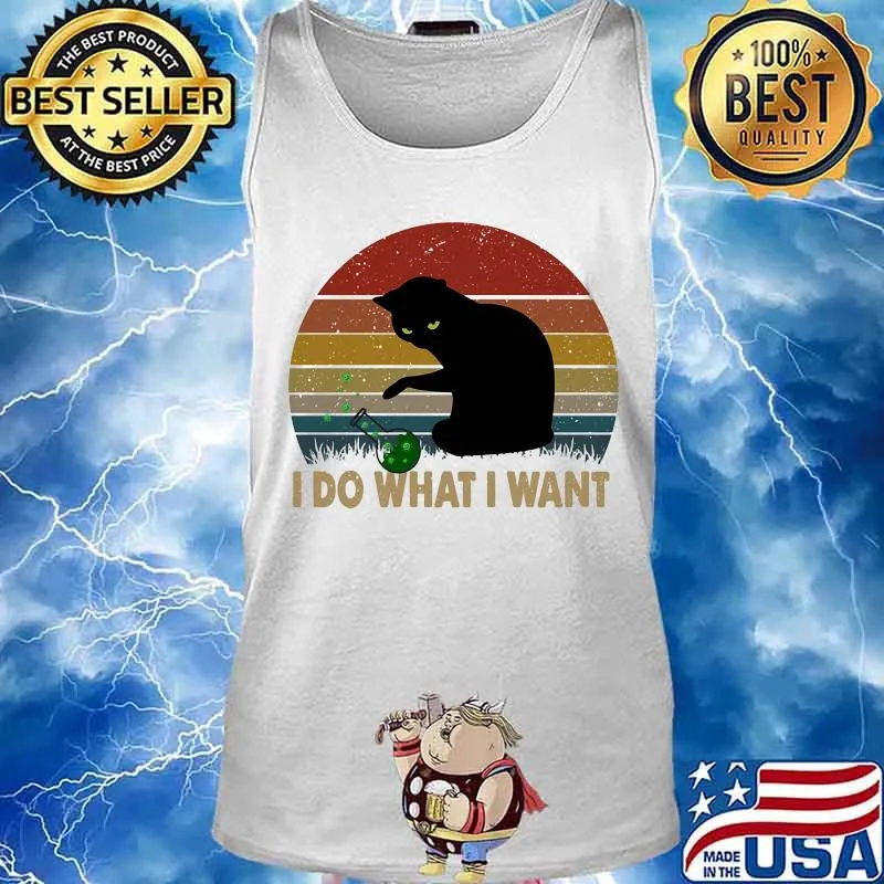Black cat i do what i want vintage retro s Tank top
