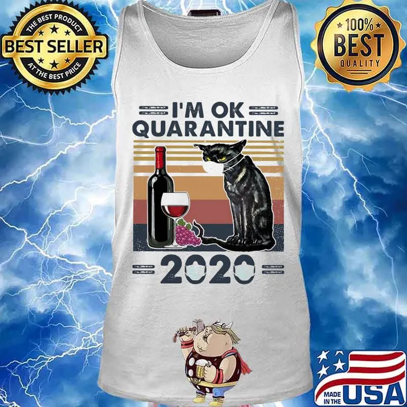 Black cat mask i'm ok quarantined vintage retro s Tank top