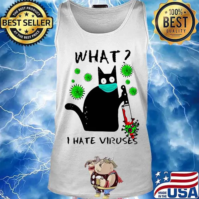 Black cat mask what i hate viruses s Tank top