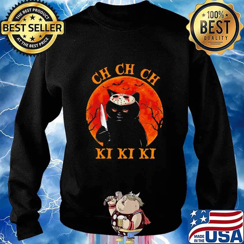 Black cat with knife Ch Ch Ch Ki Ki Ki sunset s Sweater