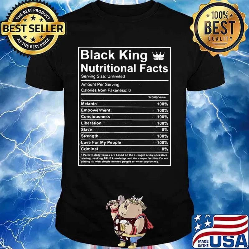 Black king nutritional facts shirt