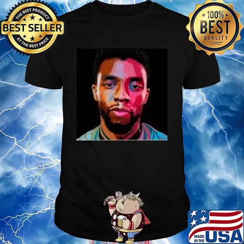 Black panther chadwick Boseman art color shirt