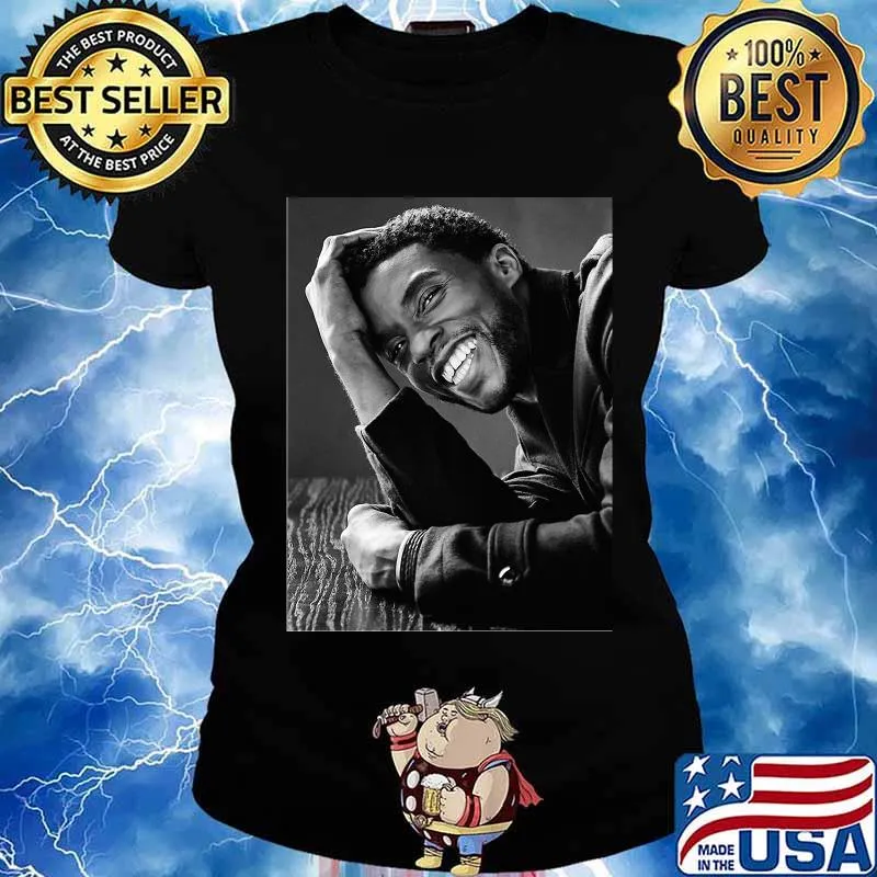Black panther chadwick Boseman cast smiling picture s Ladies tee