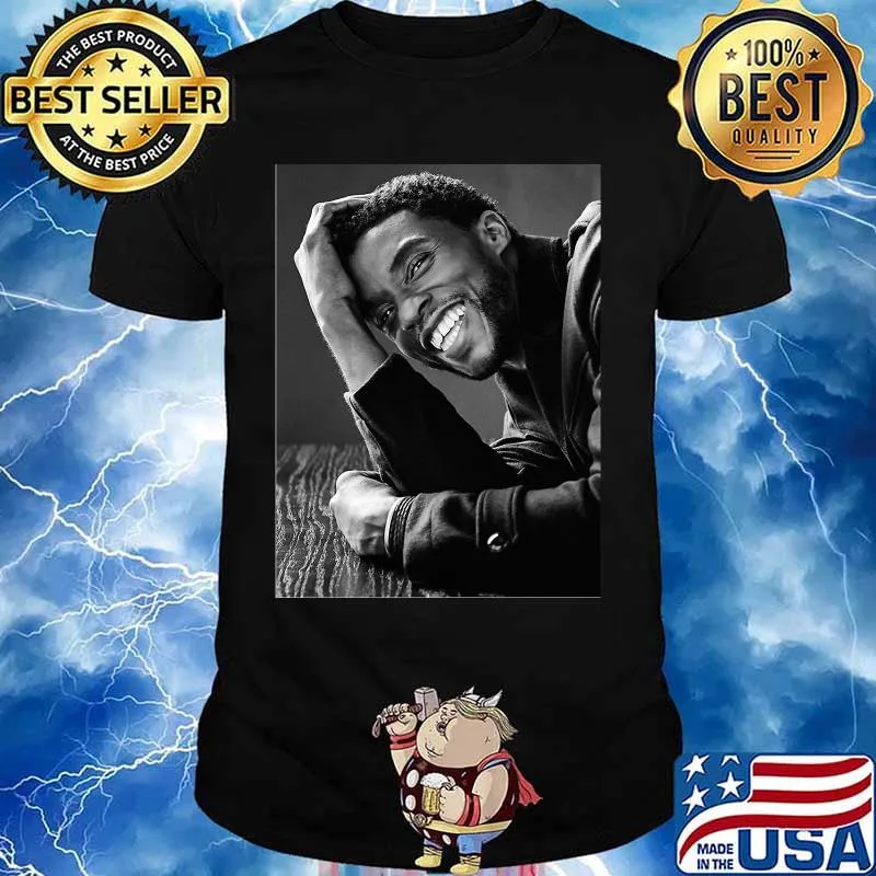 Black panther chadwick Boseman cast smiling picture shirt
