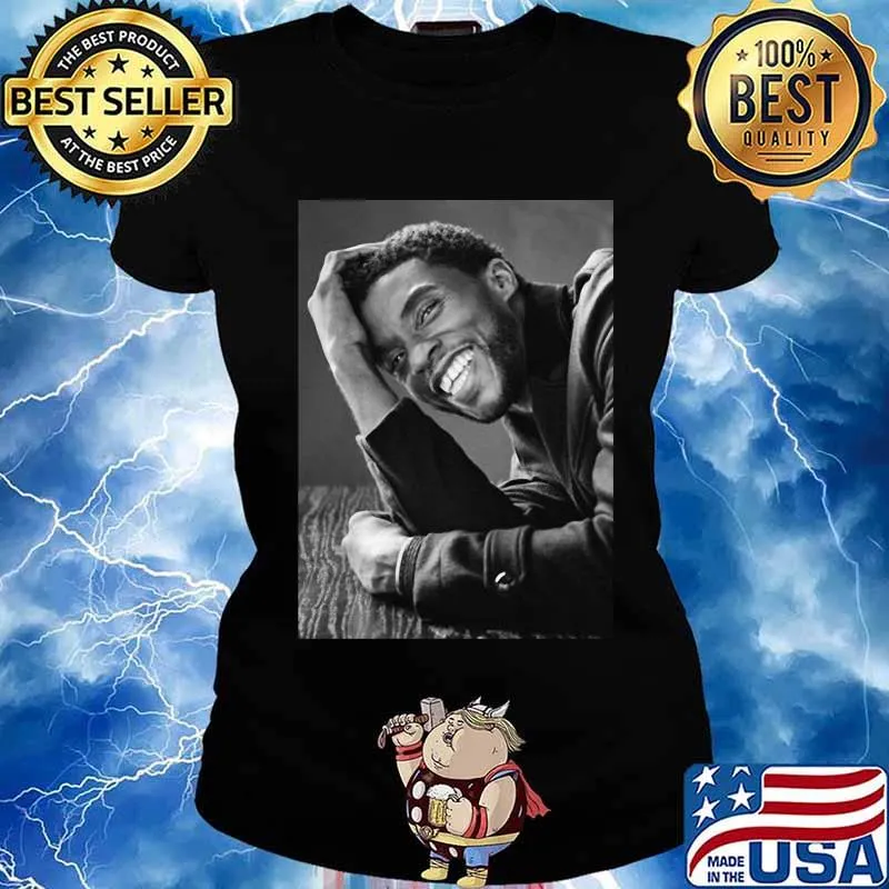 Black panther chadwick Boseman smiling picture s Ladies tee
