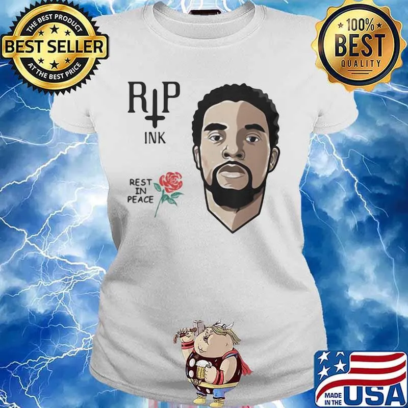 Black panther chadwick rip ink rest in peace rose s Ladies tee