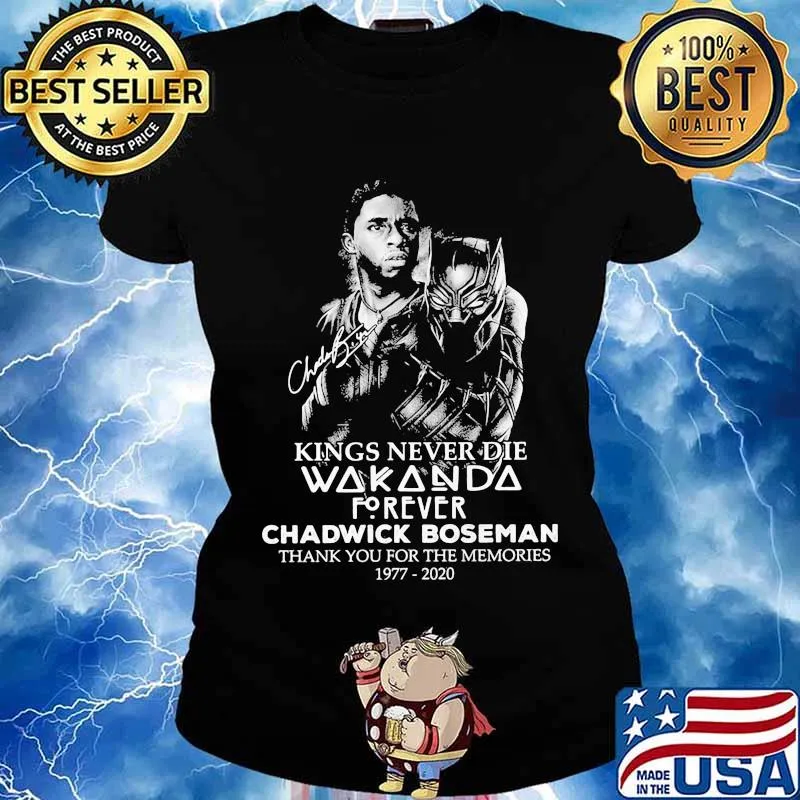 Black panther kings never die wakanda forever rip chadwick Boseman thank you for the memories 1977 2020 signature s Ladies tee