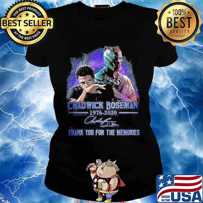 Black panther rip chadwick Boseman 1977 2020 thank you for the memories signature art s Ladies tee