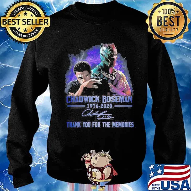 Black panther rip chadwick Boseman 1977 2020 thank you for the memories signature art s Sweater
