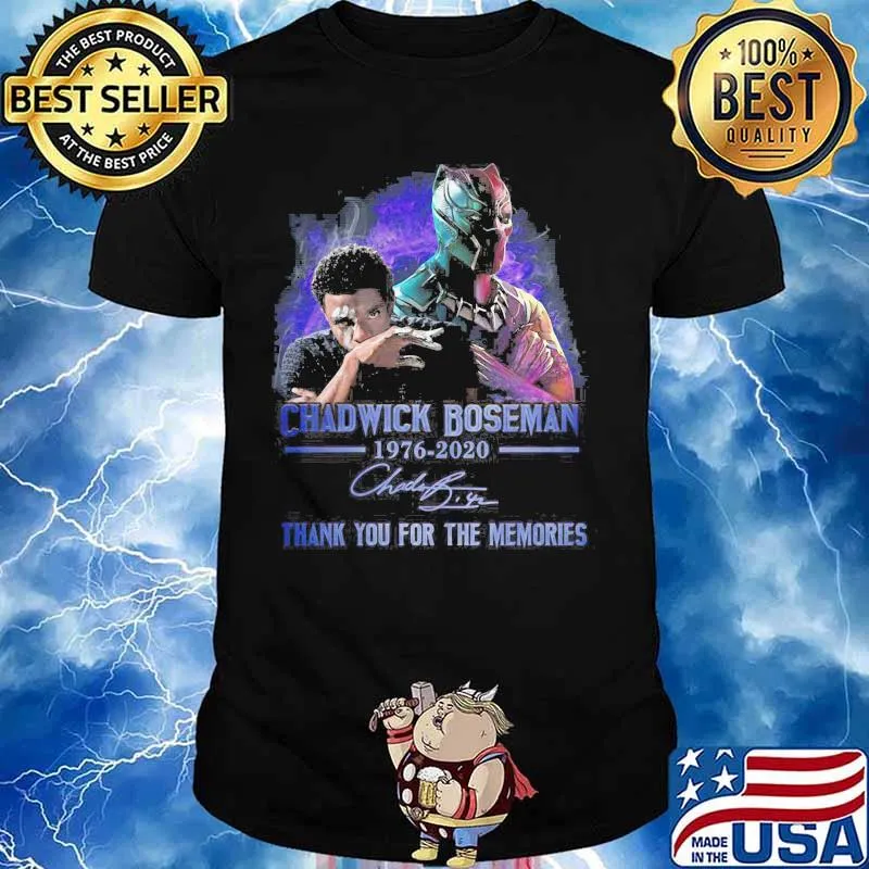 Black panther rip chadwick Boseman 1977 2020 thank you for the memories signature art shirt